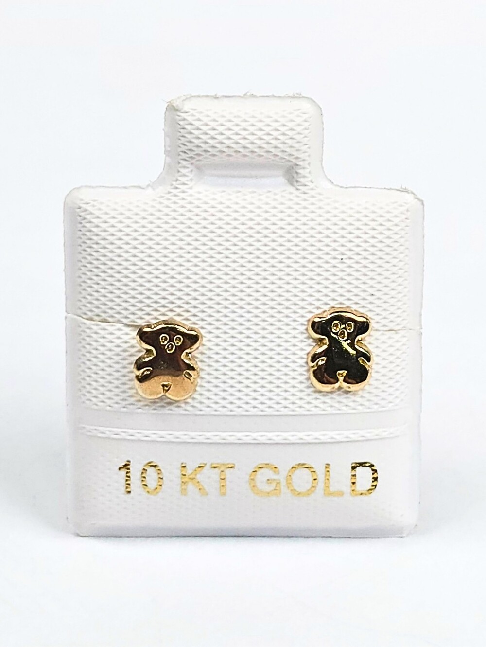 10K Gold Teddy Bear Inspired Tous Stud Earrings Screw Back 6mm Kids Baby Gift